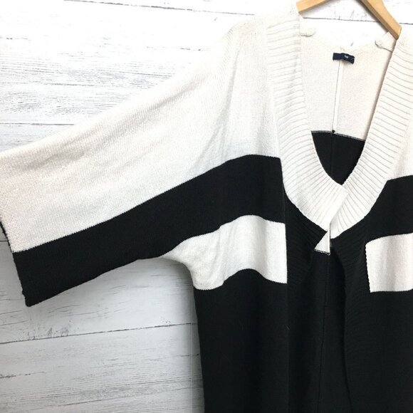 NEW Gap Women's Black and Ivory Cardigan Sweater Open Front 3/4 Sleeves XL - Picture 8 of 10